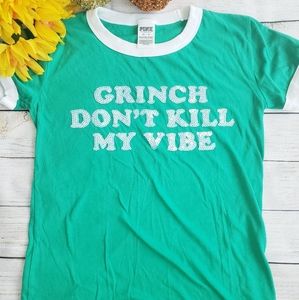 Victoria's Secret PINK Grinch BLING Tee T Shirt